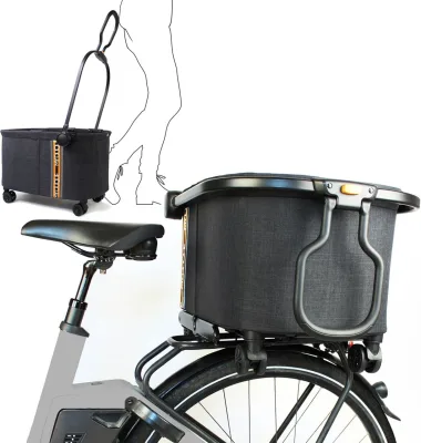 Lemodo Fahrradkorb Multi 2in1, faltbarer Einkaufstrolley mit Rollen