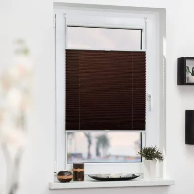 Lichtblick Plissee Klemmfix, ohne Bohren, verspannt - Braun, 120 cm x 130 cm (B x L)