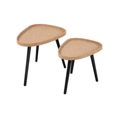 Livetastic Beistelltischset Natur, Schwarz 40-35x44-38x50-45 cm