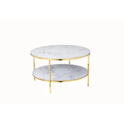Livetastic Couchtisch Weiß, Gold 80x45x80 cm