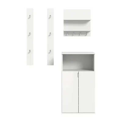 Livetastic Garderobe Weiß, Weiß Hochglanz 111x193x37 cm