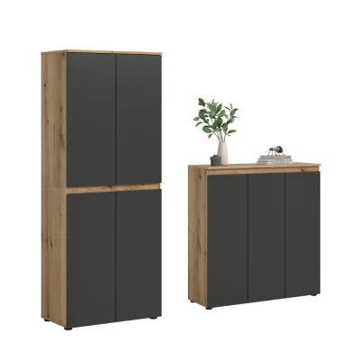 Livetastic Garderobenschrank Anthrazit, Eiche 190x175x37 cm