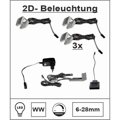 Livetastic Glasbodenbeleuchtungs-Set Universal-Beleuchtung Grau 6x2x6 cm