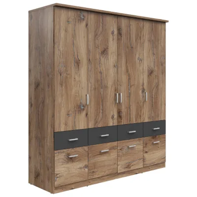 Livetastic Kleiderschrank Graphit, Eiche 181x199x58 cm