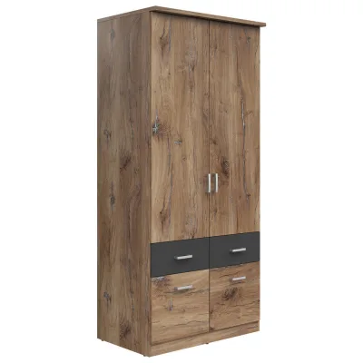 Livetastic Kleiderschrank Graphit, Eiche 91x199x58 cm