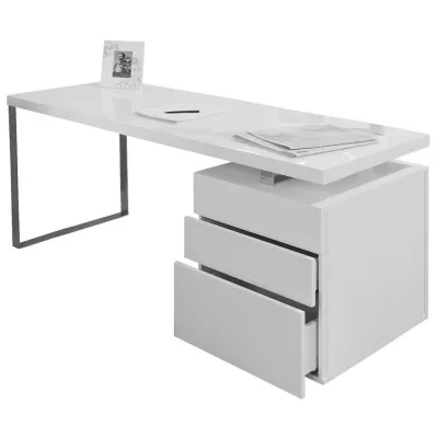 Livetastic Schreibtisch Weiß Hochglanz 85x76x180 cm