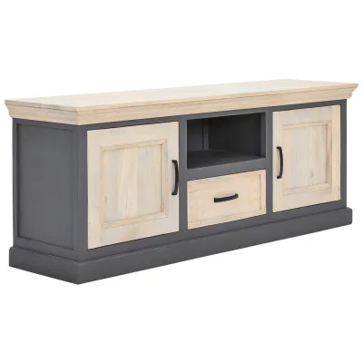 Livetastic Sideboard Kigali Grau, Natur 160x60x40 cm