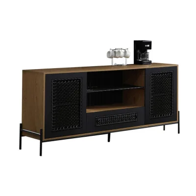 Livetastic Sideboard Natur, Schwarz 164x76 cm