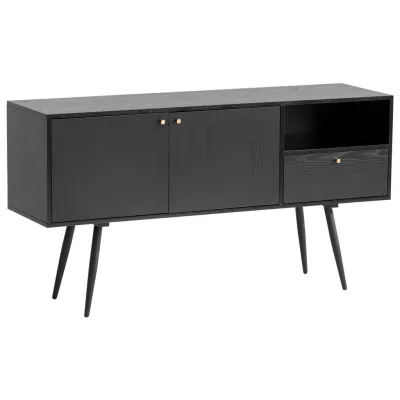 Livetastic Sideboard Schwarz 140x75x40 cm