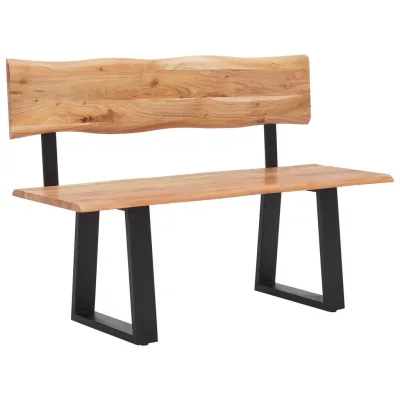 Livetastic Sitzbank Schwarz, Akazie 120x85x50 cm