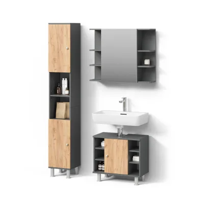 Livinity® Badmöbel-Set Anthrazit, Eiche 60x54x32 cm