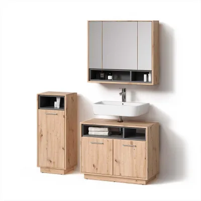 Livinity® Badmöbel-Set Eiche Artisan 80x64x40 cm