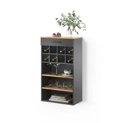 Livinity® Weinregal Eiche, Anthrazit 60x106x34.5 cm