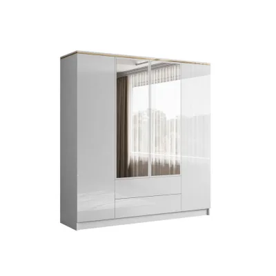 Lookway Kleiderschrank Weiß Hochglanz 200x213x57 cm