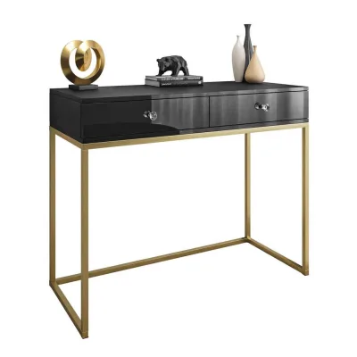 Lookway Konsole Schwarz Hochglanz, Gold 100x81x42 cm