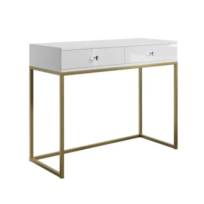 Lookway Konsole Weiß Hochglanz, Gold 100x81x42 cm