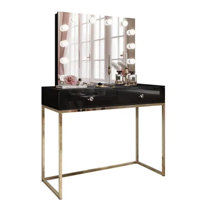 Lookway Schminktisch Schwarz Hochglanz, Transparent 100x146x42 cm