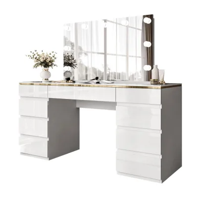 Lookway Schminktisch Weiß, Gold 156.8x79.2x55 cm