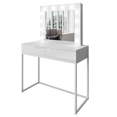 Lookway Schminktisch Weiß, Weiß Hochglanz 100x146x42 cm