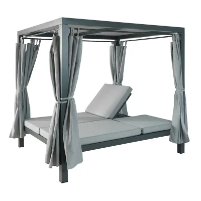 Lounge-Gartenliege MCW-J66, XL Sonnenliege Bali-Liege Outdoor-Bett Daybed, 10cm-Polster Olefin 205cm ~ grau