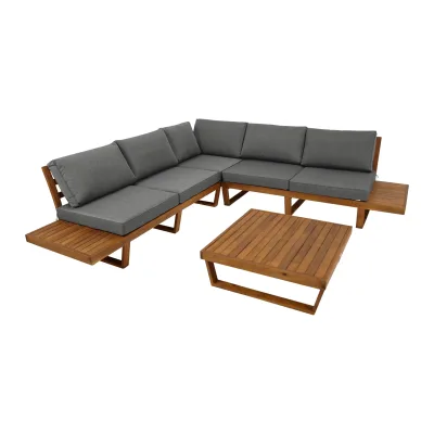 Lounge Set CARTAGENA, Akazie geölt, mit Polstern grau