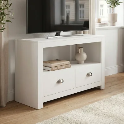 Lowboard Weiß 85cm TV Board Schubladen Fernsehunterschrank Fernsehschrank Modern