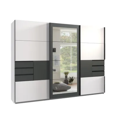 luma-home Schwebetürenschrank Weiß, Graphit 270x208x64 cm