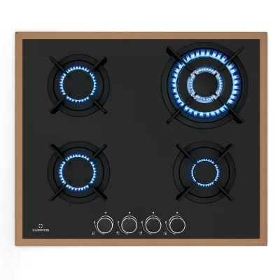 Lumiflame Gaskochfeld   4 Brenner   Kupferrahmen   Elektrische Zündung   8 kW Leistung