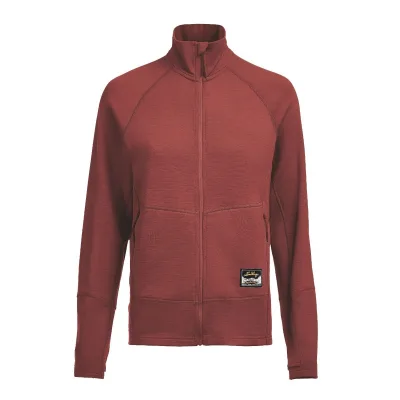 Lundhags Tived Merino Full Zip W, Mittelschicht, schwarz, rot
