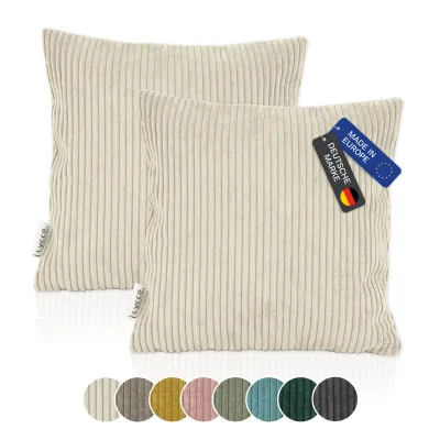 Lycce 2er Set Kissenbezug aus trendigem Cordstoff (40 x 40 cm)