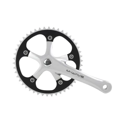 M-Wave 1-fach Kurbelgarnitur Kurbel 44 46 Zähne 165 mm JIS Vierkant Tretkurbel Fahrradkurbel Kettenradgarnitur Singlespeed Fixie
