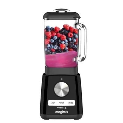 Magimix Power Blender 4 black Standmixer (1.300 Watt, 1,8 Liter Glasbehälter, Dosierkappe, Rührspachtel, Edelstahlklinge, bis 22.000 U/min., Programme: Eis (Ice), Smoothie, Suppen (Soups) und Desserts/Eis und Reinigungsprogramm, Schwarz)
