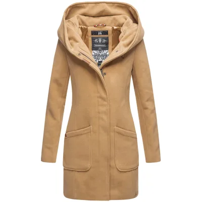 MARIKOO Damen Hochwertiger Wintermantel Mantel Trenchcoat Mit Kapuze Maikoo