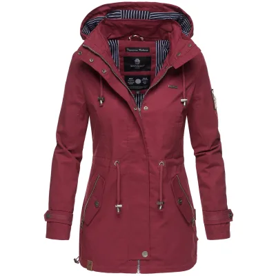 MARIKOO Damen Moderner Outdoorjacke Übergangsparka aus Baumwolle mit Kapuze Nyokoo