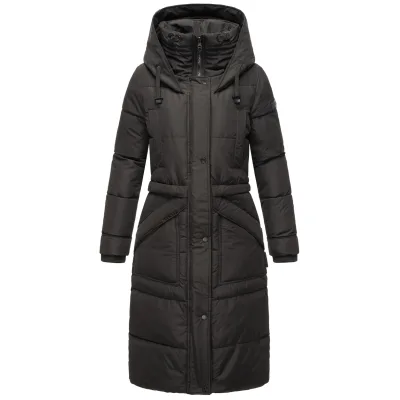 MARIKOO Damen Winter Steppmantel Stepp Jacke Mantel Parka warm mit Stehkragen & Kapuze Ayumii