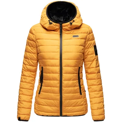 MARIKOO Damen Winterjacke Steppjacke mit kuschlig weichem Teddyfell Jaylaa