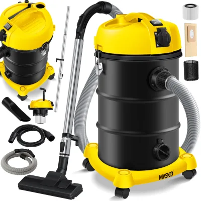 MASKO® Industriestaubsauger Staubsauger 6IN1 Nass & Trockensauger Aschesauger 2300W mit Steckdose & Blasfunktion   Trocken & Nass-Saugen   Industrie-Sauger mit Beutel & beutellos nutzbar, inkl. Filter
