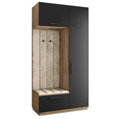 Masseno Garderobenschrank Eiche Wotan, Schwarz, Beige 120x240x60 cm