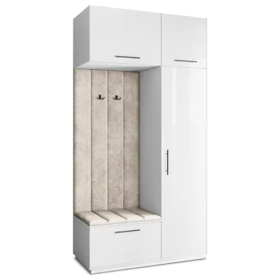Masseno Garderobenschrank Weiß, Beige 120x240x60 cm