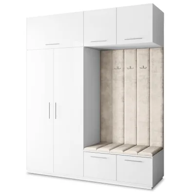 Masseno Garderobenschrank Weiß, Beige 200x240x60 cm
