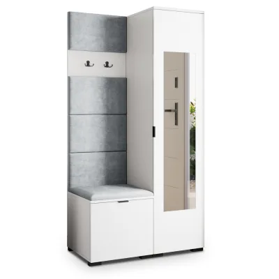 Masseno Garderobenschrank Weiß, Hellgrau 95x181x51 cm