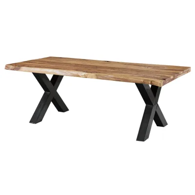 Massivmoebel24 Baumtisch Natur 100x77x220 cm