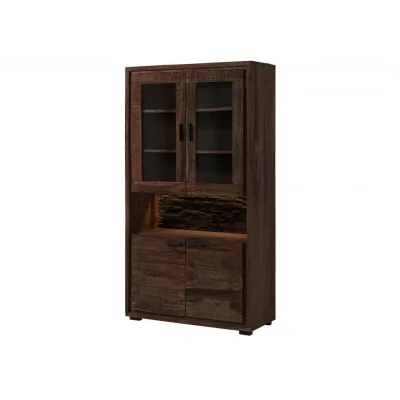 Massivmoebel24 Vitrine Dunkelbraun 98x180x40 cm