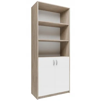 Matkam Möbel Bücherregal Sonoma Eiche, Weiß 74x180x35 cm