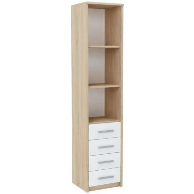 Matkam Möbel Hochregal Sonoma Eiche, Weiß 40x182x35 cm