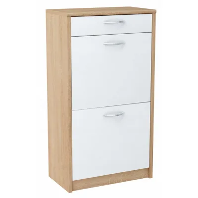 Matkam Möbel Schuhschrank Sonoma Eiche, Weiß 50x92x28 cm