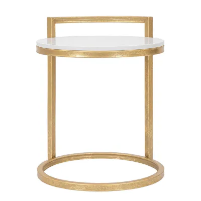 Mauro Ferretti Couchtisch Weiß, Gold 43x50x43 cm