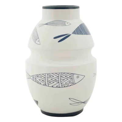 Mauro Ferretti Vase Blau, Weiß 15x24x15 cm
