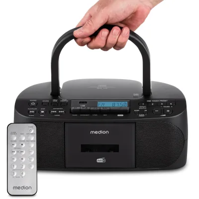 MD400003 LIFE DRX-1 Plus schwarz Radiorekorder mit CD-Spieler und Kassettendeck