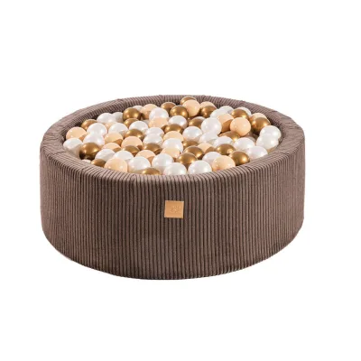 MeowBaby Bällebad Braun, Beige, Gold, Graphit 90x30x90 cm